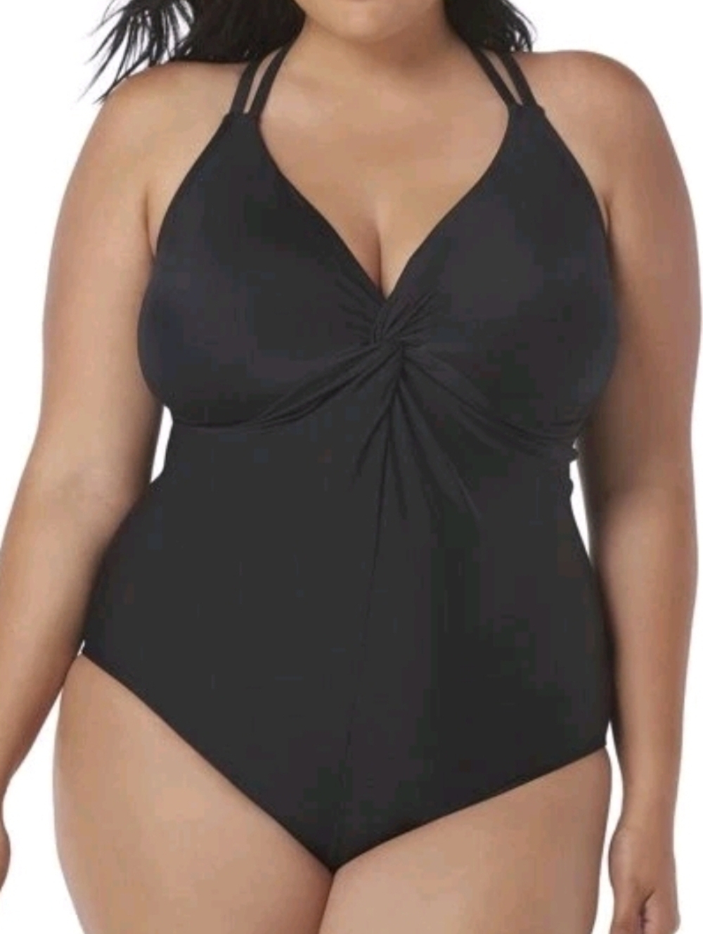 new TIME AND TRU size‎ 1X One Piece Swimsuit AdjustableI Tie Padded Bra Black